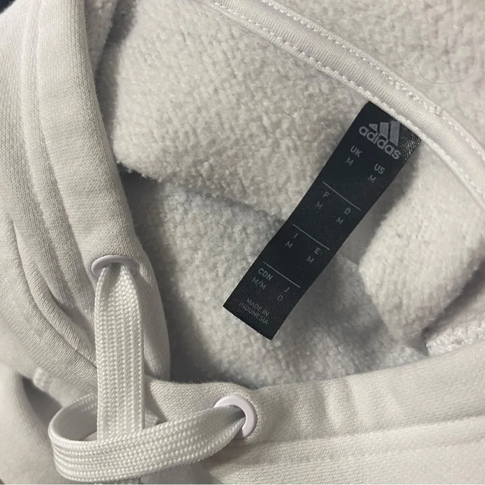 Adidas white cropped hoodie with black graphic logo M - Picture 5 of 5